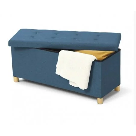 Banquette coffre + Pieds 76Cm bleu canar