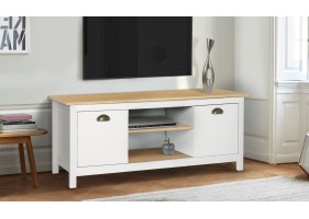 Meuble Tv Ninon Bois Et Blanc