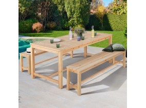 Table De Jardin En Bois 150Cm + 2 Bancs