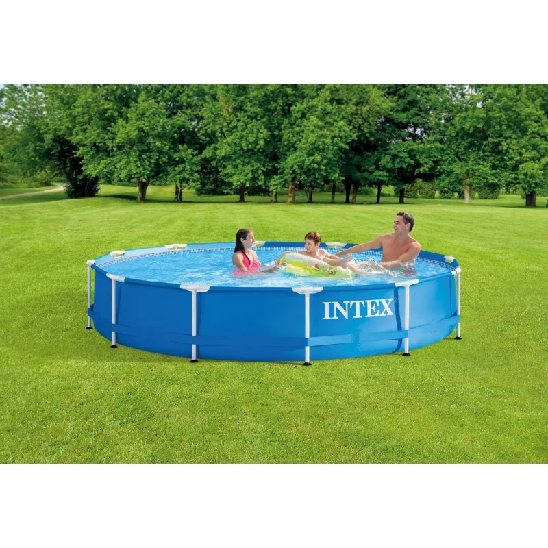 Bâche Hiver INTEX Pour Piscine Tubulaire Ronde 3,66 M - Épaisseur Renforcée 50/100 - Bleu Nuit - Protection Hivernage