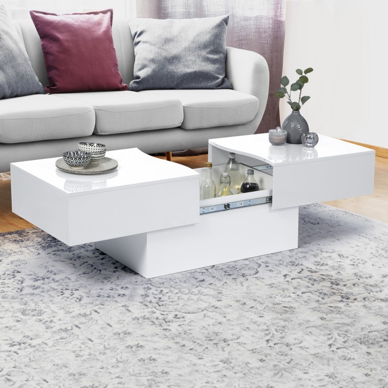 Table Basse Coulissante Blanche