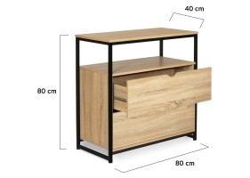 Commode 2 Tiroirs + 1 Etagere Memphis