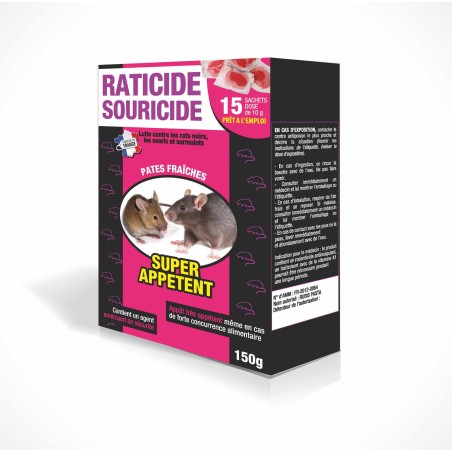 Raticide Souricide, boîte 12 pâtes prêtes à l'emploi