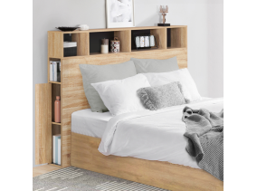 Tête de lit Léo 145cm + rangement bois/n