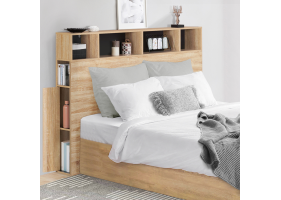 Tête de lit Léo 145cm + rangement bois/n