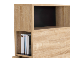 Tête de lit Léo 145cm + rangement bois/n