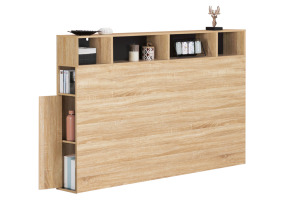 Tête de lit Léo 145cm + rangement bois/n