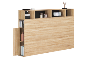 Tête de lit Léo 145cm + rangement bois/n