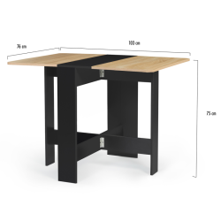 Table console pliable Andy noir/hêtre