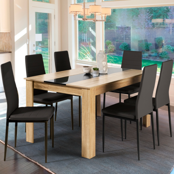 Table repas Gloria 140cm bois/noir