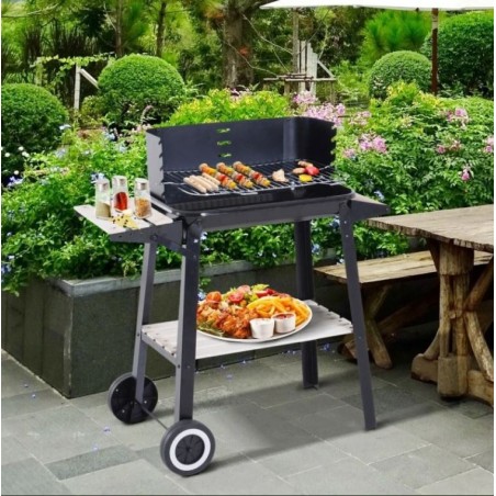 Barbecue rectangulaire sur roues