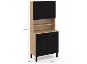 Buffet cuisine Divino 80 cm noir/bois