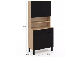 Buffet cuisine Divino 80 cm noir/bois