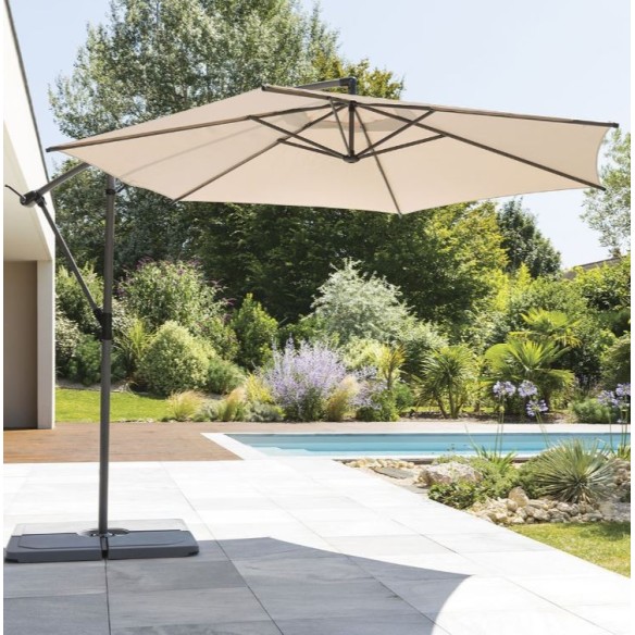 Parasol déporté Diam 300cm Taupe