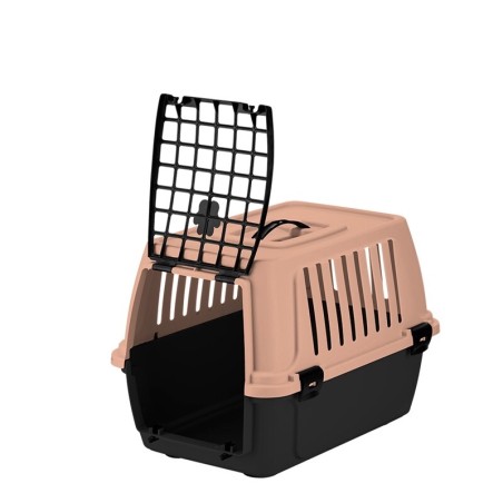 Cage de transport animaux rose/noir