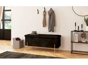 Banquette coffre Loan velours pieds doré
