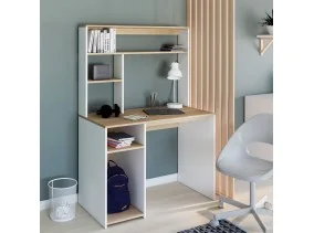 Bureau étagères Danny bois et blanc
