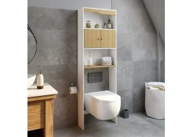 Meuble dessus Wc Bois/Blanc