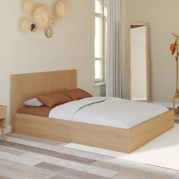 Lit coffre Faustine + Tête de lit 160X20