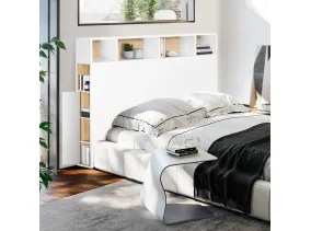 Tête de lit Léo 165cm + rangement bois/b