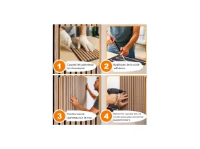 Panneau lattes bois 60x60 cm X4