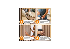 Panneau lattes bois 60x60 cm X4