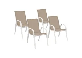 Chaises textilene empilables x4 blc/beig