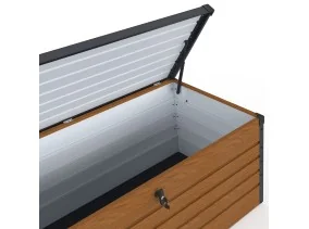 Coffre de rangement métal 600L effet boi