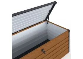 Coffre de rangement métal 600L effet boi
