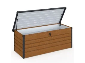 Coffre de rangement métal 600L effet boi