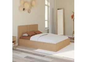 Lit coffre Faustine + Tête de lit effet
