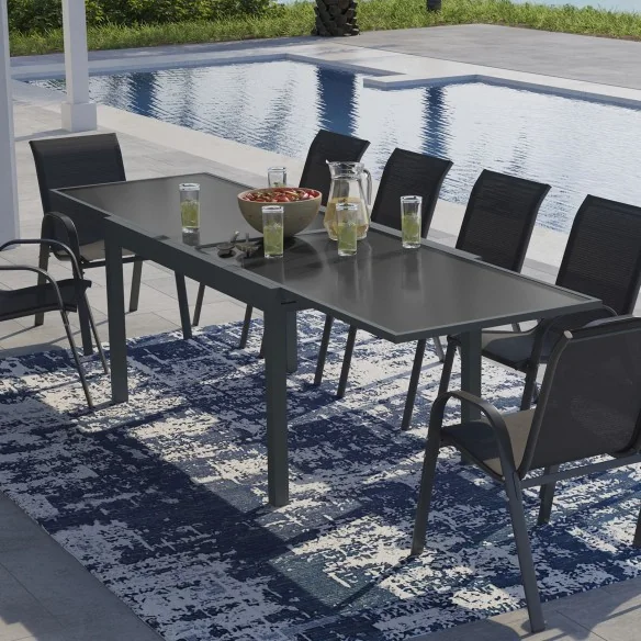 Table extensible verre trempé 135/270cm