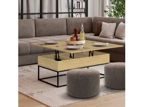 Table basse relevable plateau dépliant