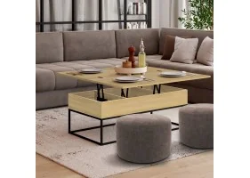 Table basse relevable plateau dépliant