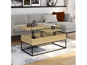 Table basse relevable plateau dépliant