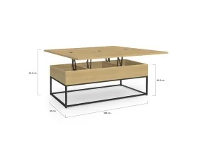 Table basse relevable plateau dépliant