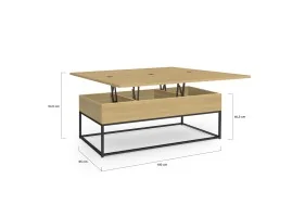 Table basse relevable plateau dépliant