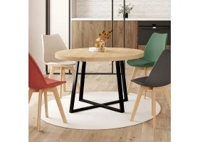 Table repas Sana ronde 110cm bois et noi