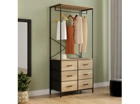 Dressing penderie Iris + 6 bacs en tissu