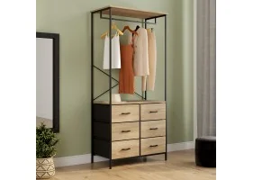 Dressing penderie Iris + 6 bacs en tissu