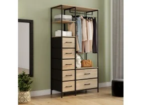 Dressing penderie Iris + 7 bacs en tissu