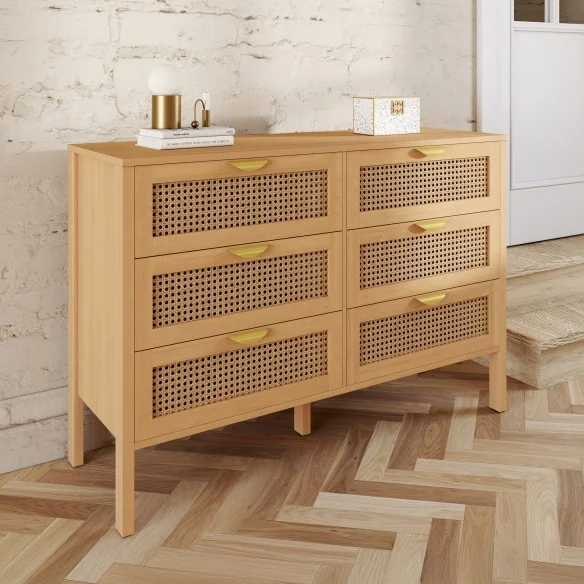 Commode 6 tiroirs Eve cannage