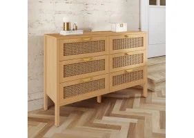Commode 6 tiroirs Eve cannage