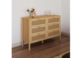 Commode 6 tiroirs Eve cannage