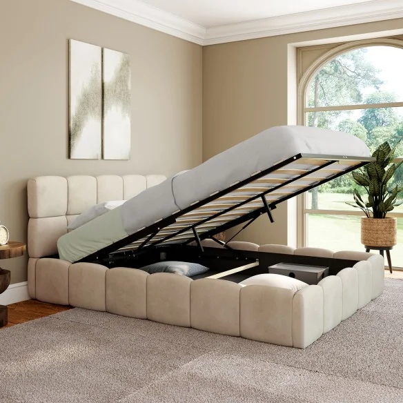 Lit coffre Bubble 140 x 190 cm velours