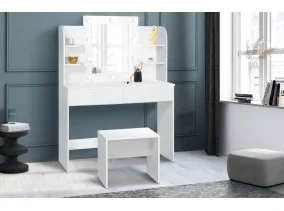 Coiffeuse Zita étagères, miroir led + ta