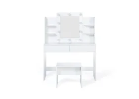 Coiffeuse Zita étagères, miroir led + ta