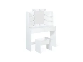 Coiffeuse Zita étagères, miroir led + ta